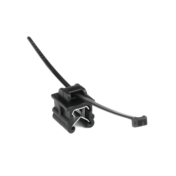 Hellermann Tyton 156-00561 2-Piece Cable Tie with Edge Clip, 8.0" Long, EC20, 3 - 6 mm Panel, 50lb, PP/PA66HIRHSUV, Black, 500/pkg