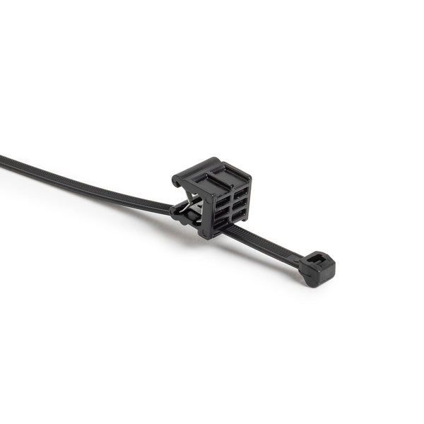 Hellermann Tyton 156-00877 Outside Serrated Cable Tie with Edge Clip, 8.0" Long, EC23, 3 - 6 mm Panel, 50lb, PA66HS, Black, 500/pkg
