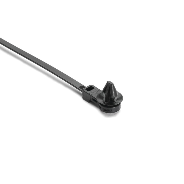 Hellermann Tyton 157-00246 1-Piece Cable Tie with Fir Tree Mount, 12.5mm Offset, 8.5"L, 6.1 - 6.9 mm or 6.1 - 6.6 mm (hexagonal) Mounting Hole, PA66HIRHSUV, Black, 500/bg