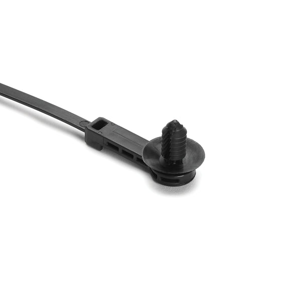 Hellermann Tyton 157-00169 1-Piece Cable Tie with Fir Tree Mount, 25mm Offset, 9.1"L, 6.1 - 7.0 mm or 6.35 mm (hexagonal) Hole, PA66HIRHSUV, Black, 3000/ctn