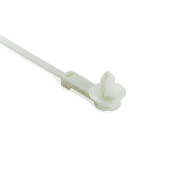Hellermann Tyton 157-00200 1-Piece Cable Tie with Fir Tree Mount, 25mm Offset, 9.1"L, 6.1 - 6.9 mm or 6.35 mm (hexagonal)Hole, PA66HIRHS, Natural, 500/pkg