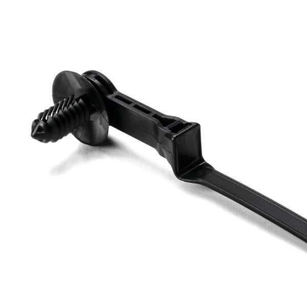Hellermann Tyton 157-00164 1-Piece Cable Tie with Offset Fir Tree with Disc, 25 mm Offset/90˚Angle, 9.4"L, 6.1 - 7.0 mm or 6.35 mm (hexagonal) Hole, PA66HIRHSUV, Black, 500/pkg