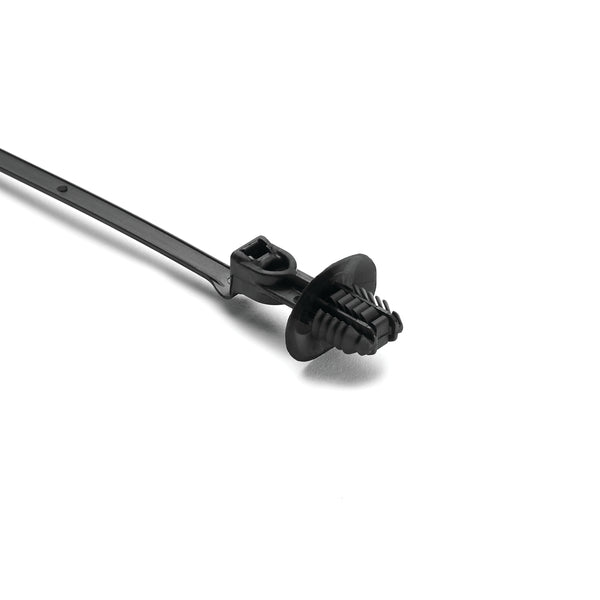 Hellermann Tyton 157-00218 1-Piece Cable Tie with Oval Fir Tree Mount with Disc, 9.1"L, 6.2 x 12.2 mm;6.5 x 12.5 mm;6.5 x 13.0 mm or 7.0 x 12.0 mm Mounting Hole, PA66HIRHSUV, Black, 1000/pkg