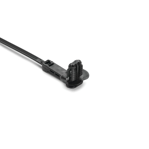 Hellermann Tyton 157-00432 1-Piece Cable Tie with Oval Fir Tree Mount with Disc, 25mm Offset, 9"L, 0.24 x 0.48 "; 0.26 x 0.49 "; 0.26 x 0.51 " or 0.28 x 0.47 " Mounting Hole, PA66HIRHSUV, BK, 100/pkg