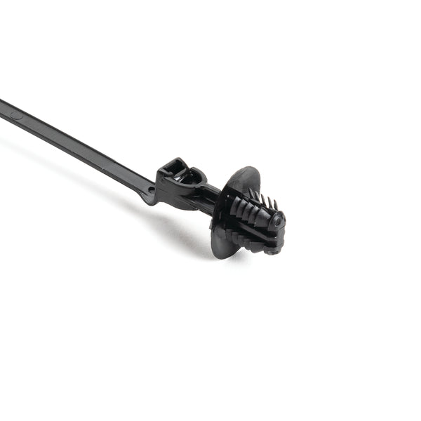 Hellermann Tyton 157-00379 1-Piece Cable Tie with Oval Fir Tree Mount with Disc, 6.5"L, 6.2 x 12.2 mm;6.5 x 12.5 mm;6.5 x 13.0 mm or 7.0 x 12.0 mm Mounting Hole, PA66HIRHSUV, Black, 500/ctn