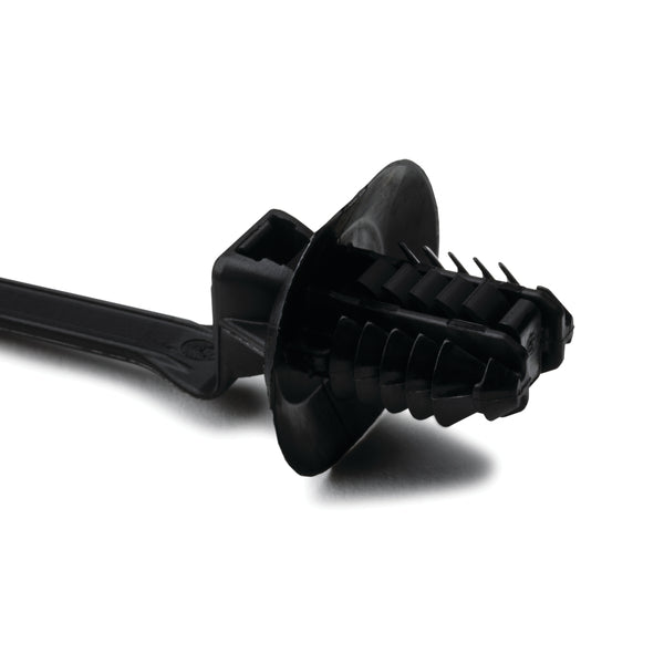 Hellermann Tyton 157-00142 1-Piece Cable Tie with Oval Fir Tree Mount with Disc, 8.6"L, 6.2 x 12.2 mm;6.5 x 12.5 mm;6.5 x 13.0 mm or 7.0 x 12.0 mm Mounting Hole, PA66HIRHSUV, Black, 3000/ctn