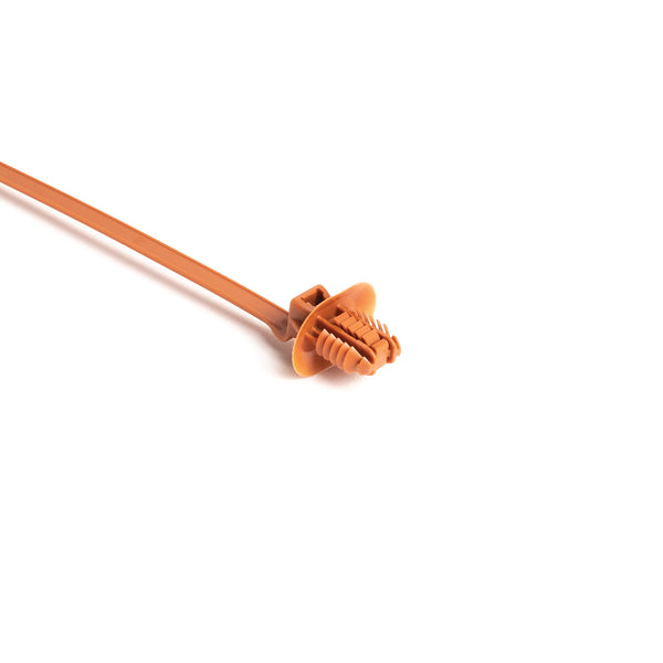 Hellermann Tyton 157-00157 1-Piece Cable Tie with Oval Fir Tree Mount with Disc, 8.6"L, 6.2 x 12.2 mm;6.5 x 12.5 mm;6.5 x 13.0 mm or 7.0 x 12.0 mm Mounting Hole, PA46, Brown, 500/bg