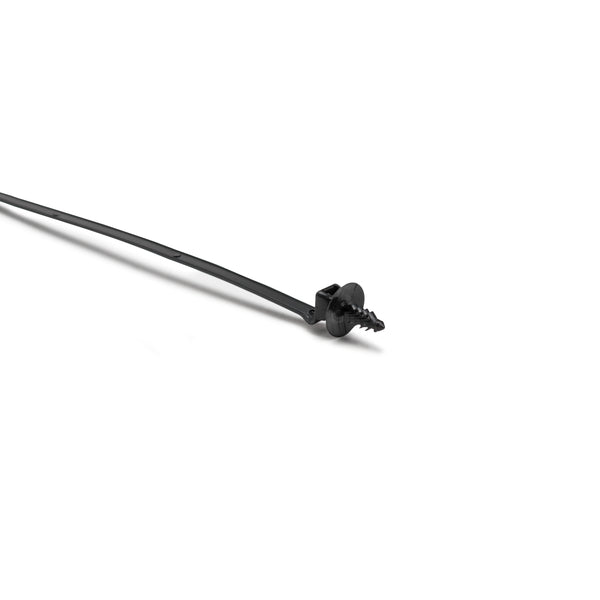 Hellermann Tyton 157-00112 1-Piece Cable Tie with Fir Tree Mount with Disc, 8"L, M6 Threaded Hole, PA66HIRHSUV, Black, 500/bg