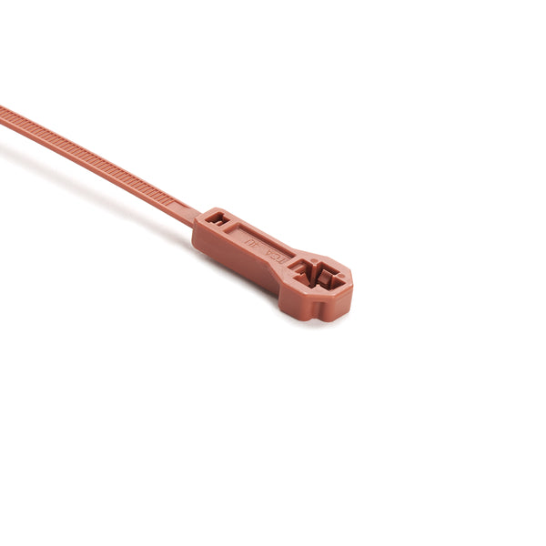 Hellermann Tyton 157-00338 Offset Low-Profile M6/M5 Stud Mount Tie, 7.5" Tie, 50lb Tensile Strength, PA46, Brown, 3000/pkg
