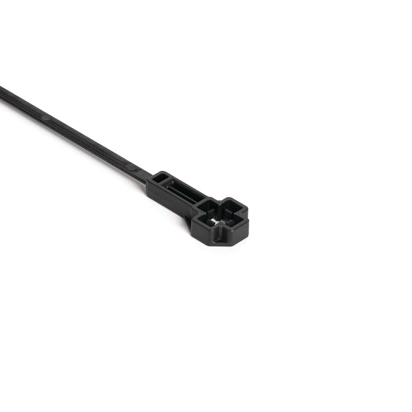 Hellermann Tyton 157-00362 Offset Low-Profile M8 Stud Mount Tie, 7.5" Tie, 25.5 mm Offset, 50lb Tensile Strength, PA66HIRHS, Black, 2000/pkg
