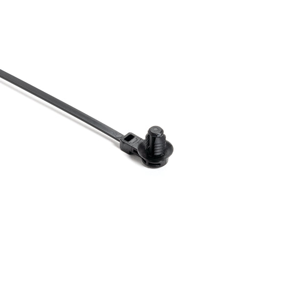 Hellermann Tyton 157-00350 Offset Fir Tree Cable Tie, B Series, 12.5mm Offset, 50mm Max Bundle, PA66HIRHSUV, Black, 3000/ctn