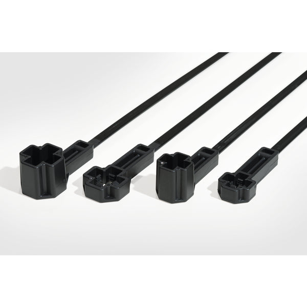 Hellermann Tyton 157-00417 Offset M8 Stud Mount Tie, 25.5 mm Offset, 7.5" L, 50lb Tensile, PA66HIRHS, Black, 100/pkg