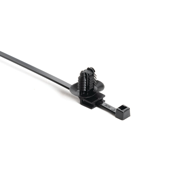 Hellermann Tyton 156-02273 2-Piece Cable Tie with Oval Fir Tree Mount, 5mm Offset, 4x Oval Hole FT, PA66HIRHSUV, Black, 3000/ctn