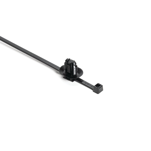 Hellermann Tyton 156-01798 2-Piece Cable Tie with Oval Fir Tree, Unassembled Set, 6.2 x 12.2 mm;6.5 x 12.5 mm;6.5 x 13.0 mm; or 7.0 x 12.0 mm Mounting Hole, PA66HIRHSUV, Black, 3000/ctn