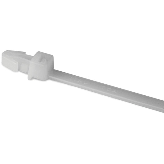 Hellermann Tyton T50RSF9M4 1-Piece Cable Tie with Arrowhead Mount, 8.3"L, 50lb, 0.04 - 0.14" Panel Thickness, PA66, Natural, 1000/pkg