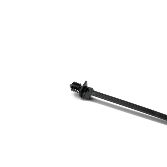 Hellermann Tyton T50RTM250HSM4 1-Piece Cable Tie with Fir Tree Mount, 8"L, 0.24 - 0.28" Mounting Hole, 50lb, PA66HS, Black, 1000/pkg
