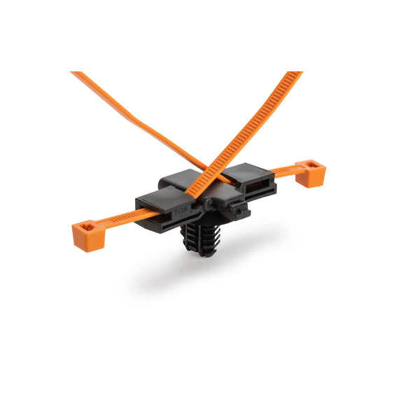 Hellermann Tyton 156-04068 Dual Cable Ties with Oval Fir Tree, 8"L, 6.2 x 12.2 mm;6.5 x 12.5 mm;6.5 x 13.0 mm or 7.0 x 12.0 mm Mounting Hole, PA66HIRHS/UV, BK/OG, 500/ctn
