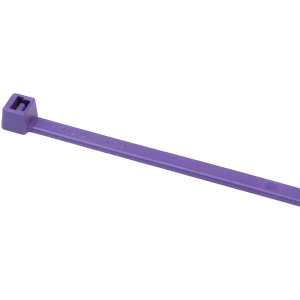 Hellermann Tyton T50R7C2 Cable Tie, 8" Long, UL Rated, 50lb Tensile Strength, PA66, Purple, 100/pkg