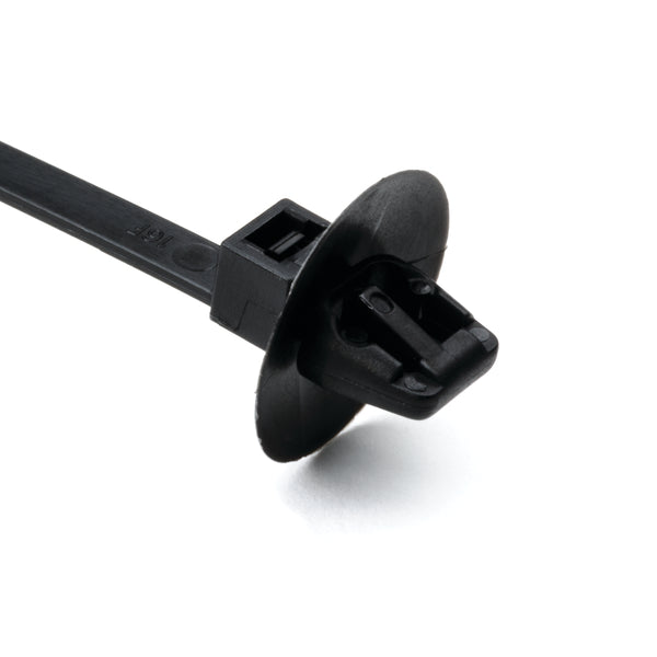 Hellermann Tyton 126-00015 1-Piece Cable Tie with Arrowhead Mount with Disc for Oval Holes, 6.3"L, 0.24 - 0.48" Hole, PA66HS, Black, 500/pkg