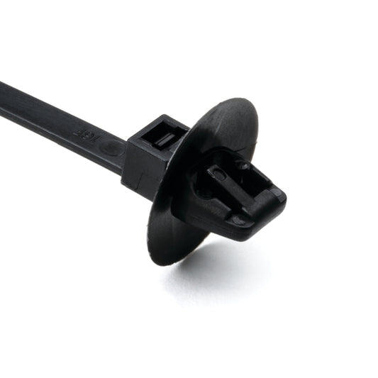 Hellermann Tyton 126-00015 1-Piece Cable Tie with Arrowhead Mount with Disc for Oval Holes, 6.3"L, 0.24 - 0.48" Hole, PA66HS, Black, 500/pkg