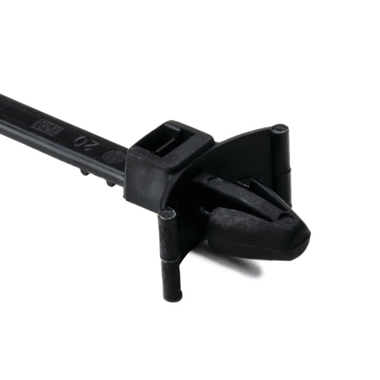 Hellermann Tyton 126-00005 1-Piece Cable Tie with Arrowhead Mount with Wings, 6"L, 50lb, 0.24 - 0.26" Hole Dia, PA66HIRHS, Black, 500/bg