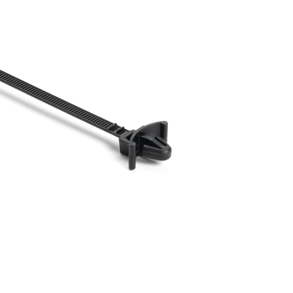 Hellermann Tyton 111-85460 1-Piece Cable Tie with Arrowhead Mount with Wings, 6.5"L, 50lb, 0.25 - 0.3" Hole Dia, PA66, Black, 500/bg