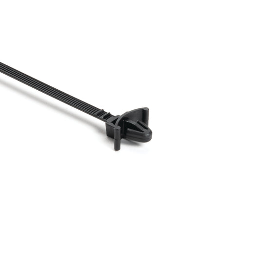Hellermann Tyton 111-85460 1-Piece Cable Tie with Arrowhead Mount with Wings, 6.5"L, 50lb, 0.25 - 0.3" Hole Dia, PA66, Black, 500/bg