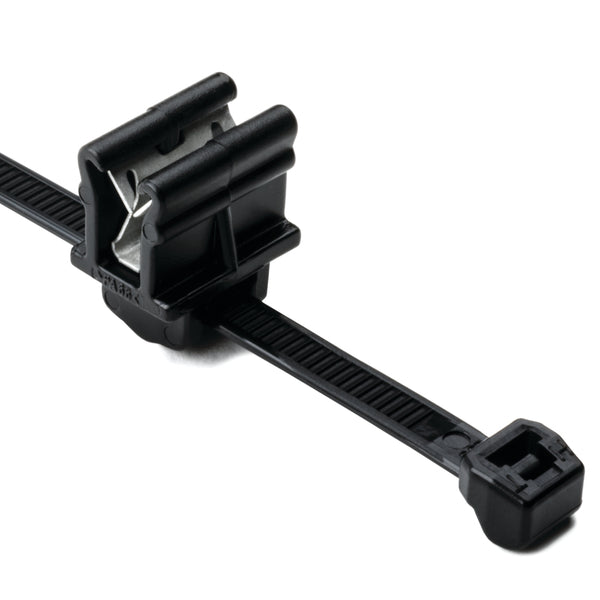 Hellermann Tyton 156-00870 Outside Serrated Cable Tie with Edge Clip, 6.0" Long, EC10, 1 - 3 mm Panel, 50lb, PA66HS, Black, 500/pkg