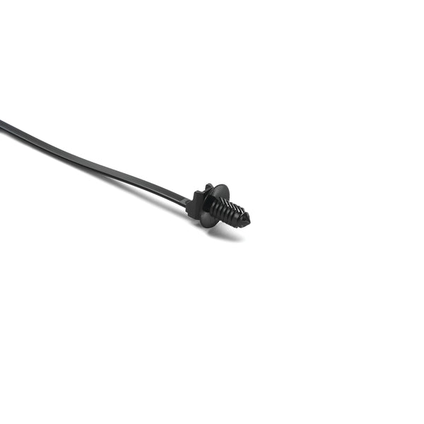 Hellermann Tyton 157-00373 1-Piece Cable Tie with Fir Tree Mount with Disc, 0.24 - 0.27" Mounting Hole, 50lb, PA66HIRHSUV, Black, 500/pkg