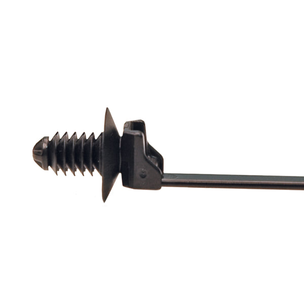 Hellermann Tyton 157-00359 1-Piece Cable Tie with Fir Tree Mount with Disc, 6.5"L, 0.25 - 0.28" Mounting Hole, PA66HS, Black, 500/bg