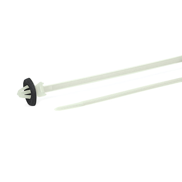 Hellermann Tyton 126-00065 1-Piece Cable Tie with Arrowhead Mount with Seal, 6.5" Long, 50lb Tensile, PA66HS, Natural, 500/bg