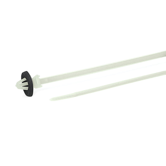 Hellermann Tyton 126-00065 1-Piece Cable Tie with Arrowhead Mount with Seal, 6.5" Long, 50lb Tensile, PA66HS, Natural, 500/bg