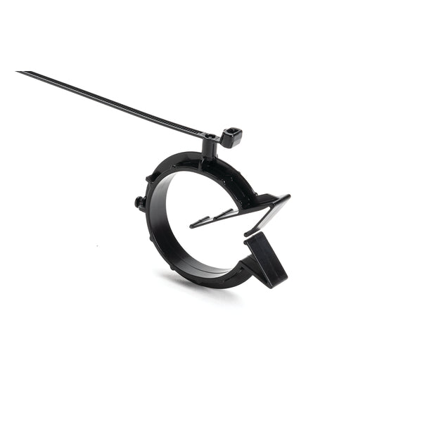 Hellermann Tyton 156-01347 2-Piece Cable Ties with Pipe Clip, 6.0" Long, Attaches to Diameter 1.5" - 1.8", PA66HS, Black, 250/pkg
