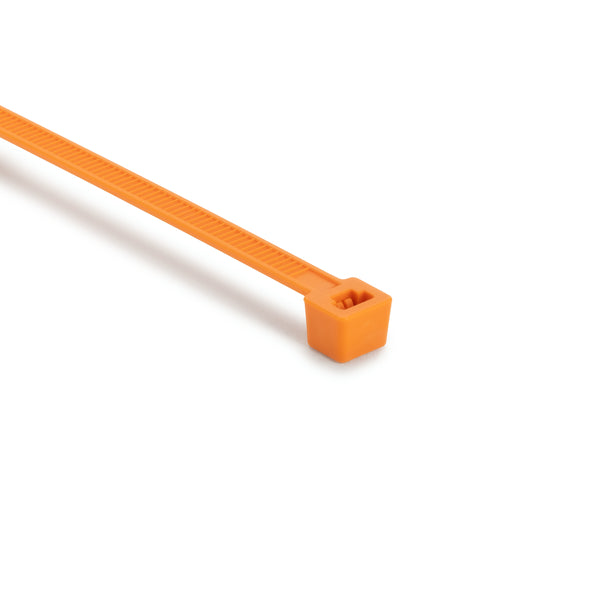 Hellermann Tyton T50R3C2 Cable Tie, 8" Long, UL Rated, 50lb Tensile Strength, PA66, Orange, 100/pkg