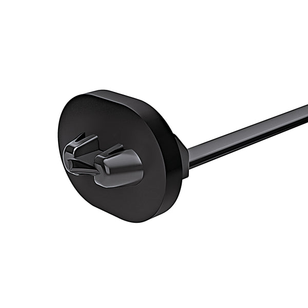 Hellermann Tyton 126-00186 Push Mount Tie with Seal, 6.2" Long, Mounting Hole Diameter 0.26 x 0.51", PA66HS, Black, 500/pkg