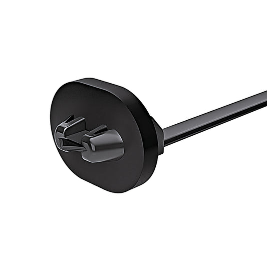 Hellermann Tyton 126-00186 Push Mount Tie with Seal, 6.2" Long, Mounting Hole Diameter 0.26 x 0.51", PA66HS, Black, 500/pkg