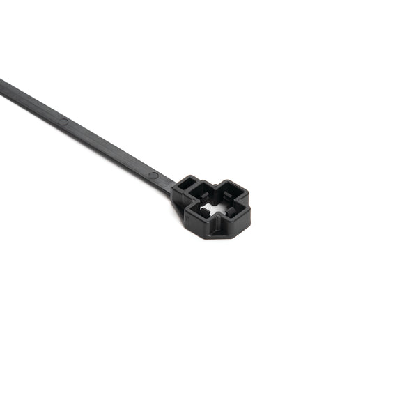 Hellermann Tyton 157-00342 Low Profile M10 Stud Mount Tie, 7.5" Tie, 80lb Tensile Strength, PA66HIRHSUV, Black, 2500/pkg