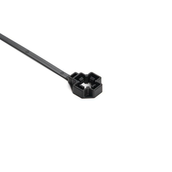Hellermann Tyton 157-00344 Low Profile M12 Stud Mount Tie, 7.5" Tie, 80lb Tensile Strength, PA66HIRHS, Black, 2000/pkg