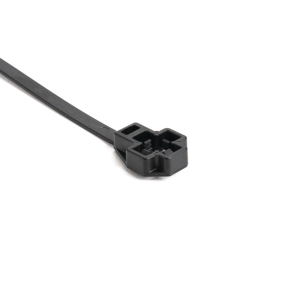 Hellermann Tyton 157-00340 Low Profile M8 Stud Mount Tie, 7.5" Tie, 80lb Tensile Strength, PA66HIRHS, Black, 2000/pkg