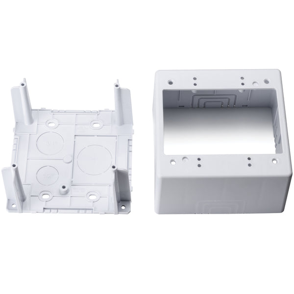 Hellermann Tyton TSRPW-JBD2 Dual Gang Junction Box, 2.77" Deep, 3-Piece, PVC, White, 1/bg