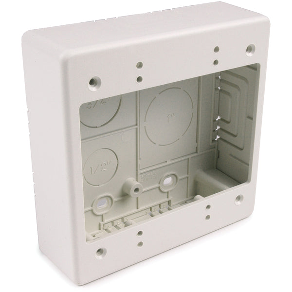 Hellermann Tyton TSRFW-JBD2 Dual Gang Junction Box, 2.77" Deep, 2-Piece, PVC, Office White, 1/bg