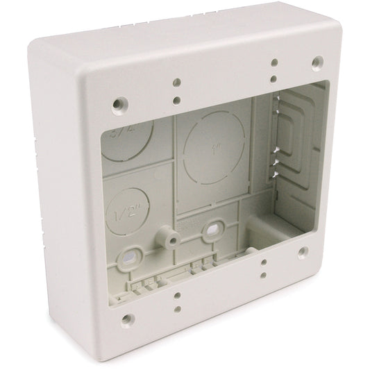 Hellermann Tyton TSRPFW-JBD Dual Gang Junction Box, 1-1/2" Deep, 3-Piece, PVC, Office White, 1/bg