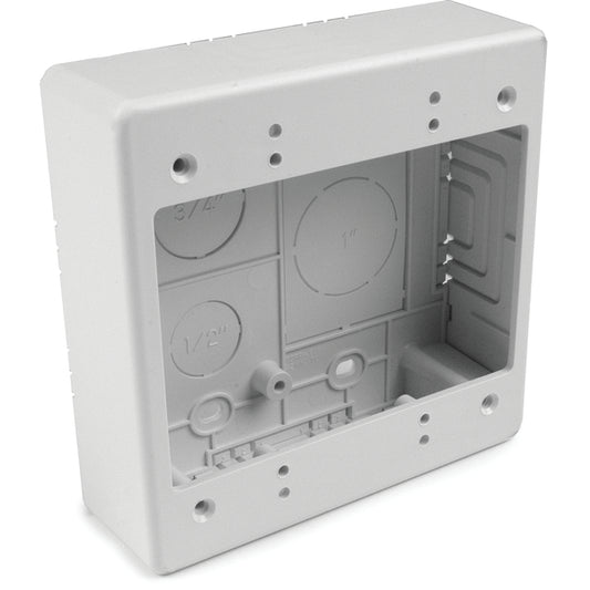 Hellermann Tyton TSRW-JBD2 Dual Gang Junction Box, 2.77" Deep, 2-Piece, PVC, White, 1/bg