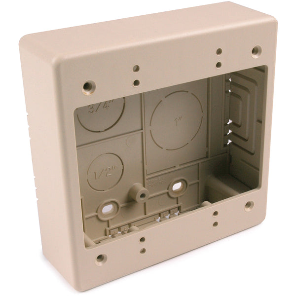 Hellermann Tyton TSRPI-JBD2 Dual Gang Junction Box, 2.77" Deep, 3-Piece, PVC, Ivory, 1/bag