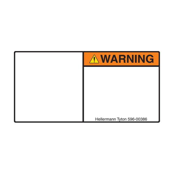 Hellermann Tyton 596-00386 Pre-Printed Header Label, WARNING, Blank Symbol Panel, 1.35" x 2.75", PET, Orange, 250/roll