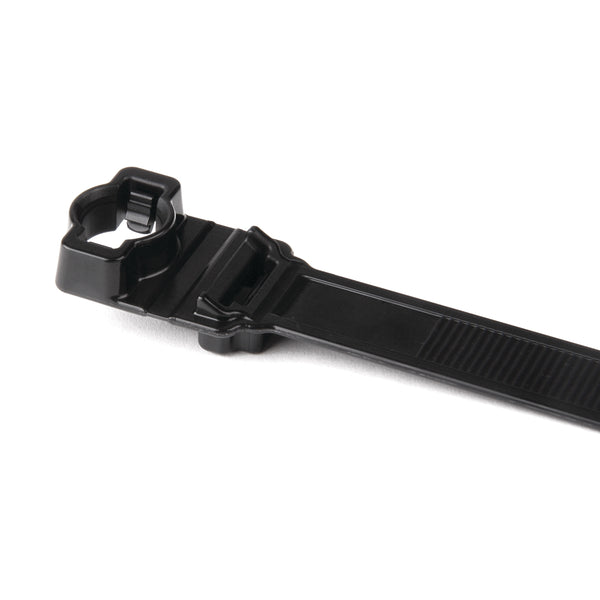 Hellermann Tyton 157-00034 Wide Strap Cable Tie with 8mm Stud Mount, 9.7" Long, 0.5" Wide, PA66HIRHSUV, Black, 300/bg
