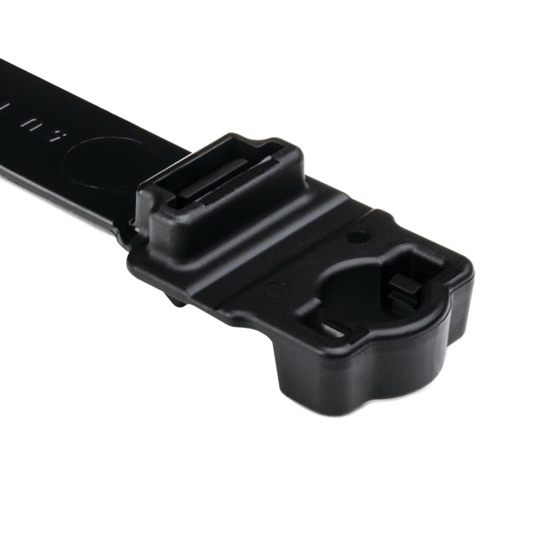 Hellermann Tyton 157-00036 Wide Strap Cable Tie with 8mm Stud Mount, 15.7" Long, 0.5" Wide, PA66HIRHSUV, Black, 300/bg