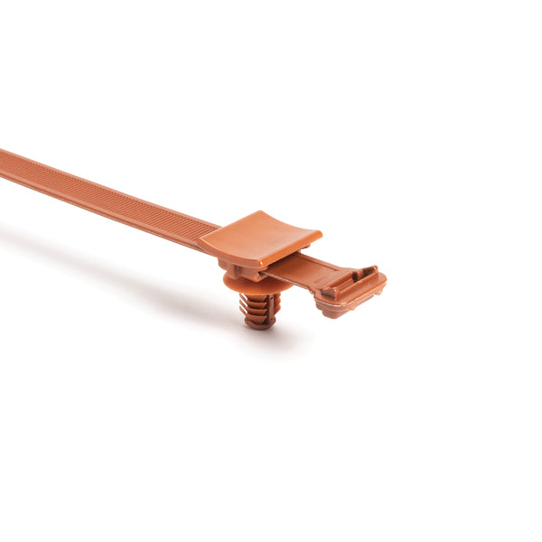 Hellermann Tyton 156-02435 2-Piece Cable Tie with Fir Tree Mount, 8mm Hole and M10 Threaded Hole, PA46, Brown, 1200/ctn