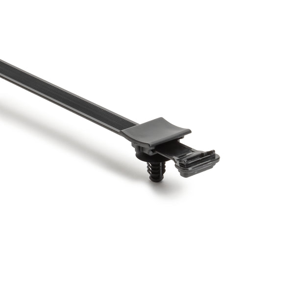 Hellermann Tyton 156-02461 2-Piece Cable Tie with Fir Tree Mount, 6.5mm Hole and M8 Threaded Hole, PA66HIRHS, BK, 1200/ctn