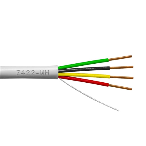 Provo Z422-WH Type "Z" Cable 22AWG 4 Conductor Solid BC, Ripcord & PE Insulation, White PVC, CMG/FT4 (300M = Full Roll)